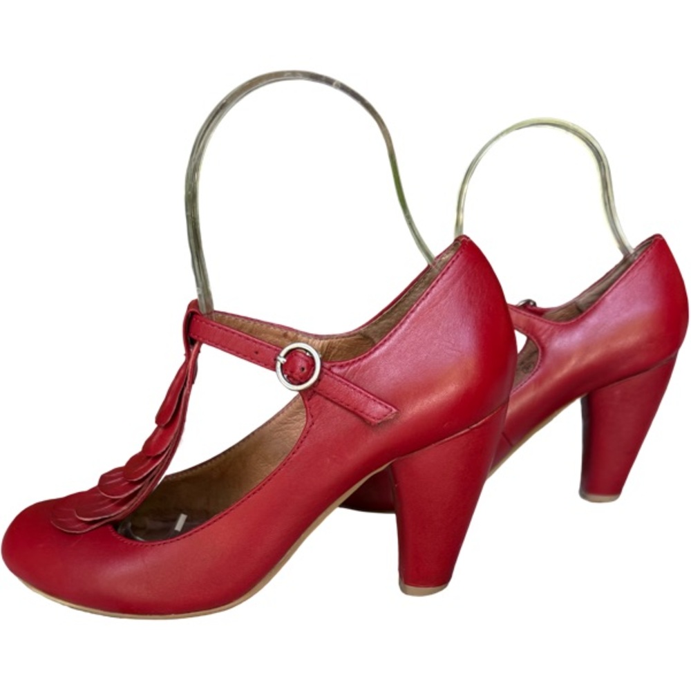 Aldo Red Leather Mary Jane’s Size 37 US 6.5 - Picture 4 of 11